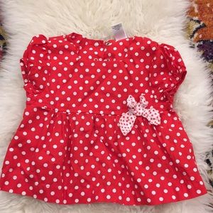 3/$20. 18month Little Me red polka dot blouse